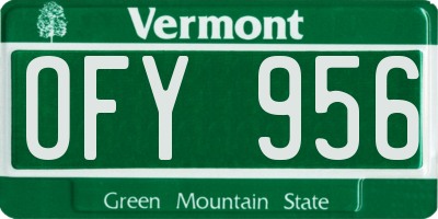 VT license plate OFY956