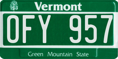 VT license plate OFY957