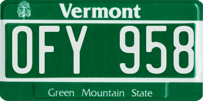 VT license plate OFY958