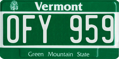 VT license plate OFY959