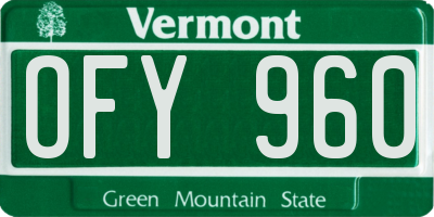 VT license plate OFY960