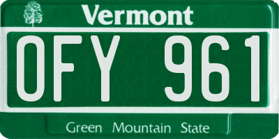 VT license plate OFY961