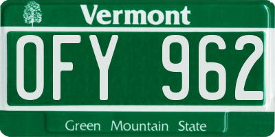 VT license plate OFY962