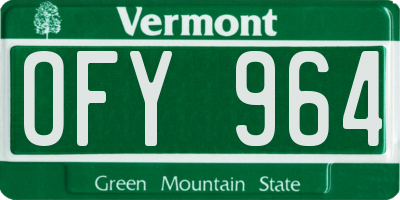 VT license plate OFY964