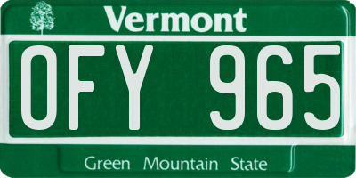 VT license plate OFY965
