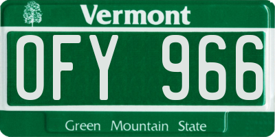 VT license plate OFY966