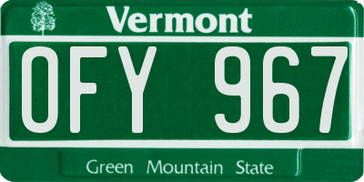 VT license plate OFY967