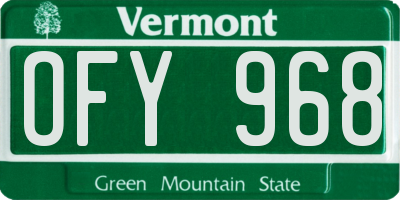 VT license plate OFY968