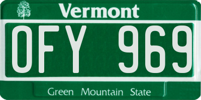 VT license plate OFY969