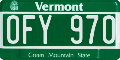 VT license plate OFY970