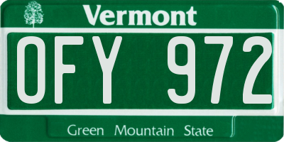 VT license plate OFY972