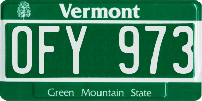 VT license plate OFY973