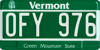 VT license plate OFY976
