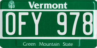 VT license plate OFY978
