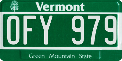 VT license plate OFY979