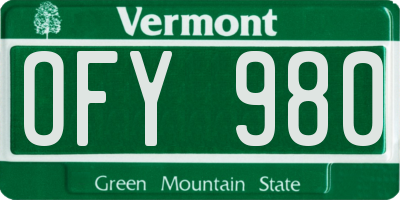 VT license plate OFY980