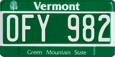 VT license plate OFY982