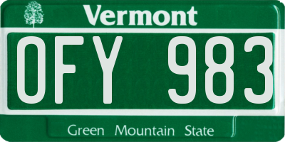 VT license plate OFY983