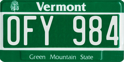 VT license plate OFY984