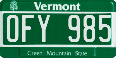 VT license plate OFY985