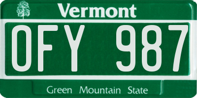 VT license plate OFY987