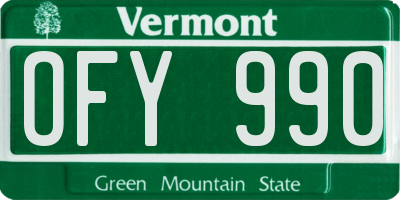 VT license plate OFY990