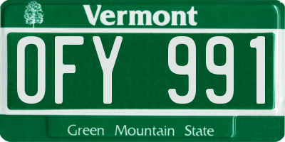 VT license plate OFY991