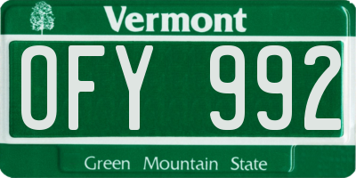 VT license plate OFY992