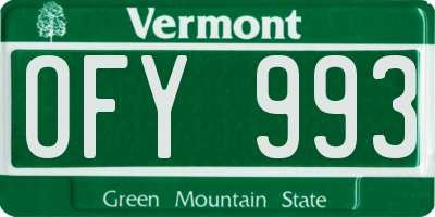 VT license plate OFY993