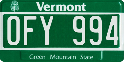 VT license plate OFY994