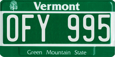 VT license plate OFY995
