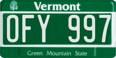 VT license plate OFY997