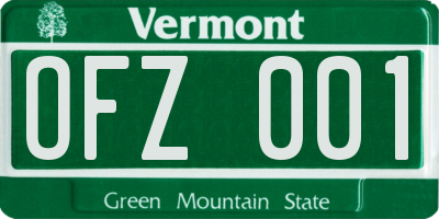 VT license plate OFZ001
