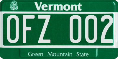VT license plate OFZ002