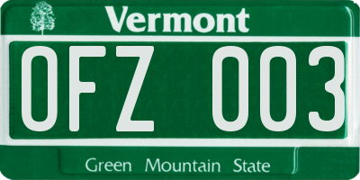 VT license plate OFZ003