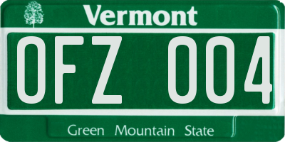 VT license plate OFZ004
