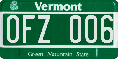 VT license plate OFZ006