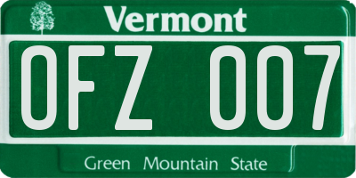 VT license plate OFZ007