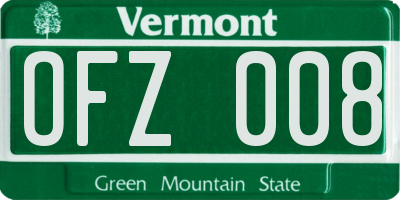 VT license plate OFZ008