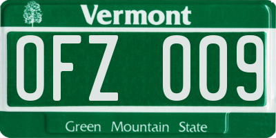 VT license plate OFZ009