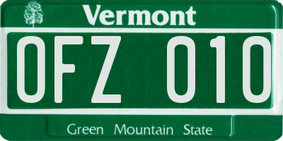 VT license plate OFZ010