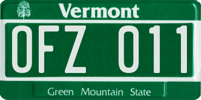 VT license plate OFZ011