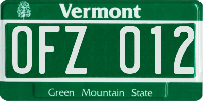 VT license plate OFZ012