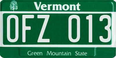 VT license plate OFZ013