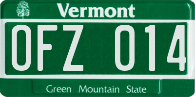 VT license plate OFZ014