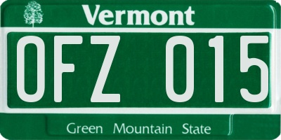 VT license plate OFZ015