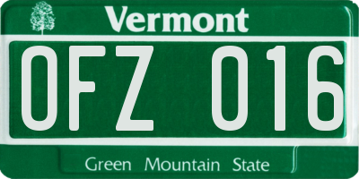VT license plate OFZ016