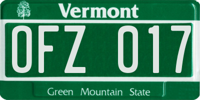VT license plate OFZ017