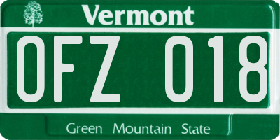 VT license plate OFZ018