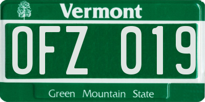 VT license plate OFZ019